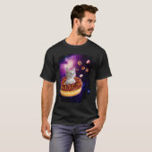 Cute Cat in Donut in Space T-shirt (Voorkant volledig)