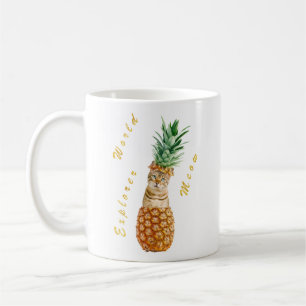 Cute Cat in een ananas world Explorer Meow Koffiemok