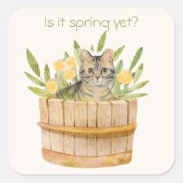 Cute Cat in een loop bloemen Vierkante Sticker