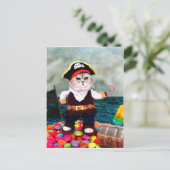 Cute cat in een piratenkostuum briefkaart (Staand voorkant)