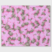 Cute Cat in een roze Pet Pattern Wrapping Paper Cadeaupapier (Vlak)