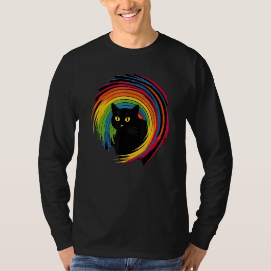 cute Cat in Front of Rainbow cats  catowner T-shirt (Voorkant)