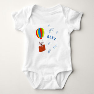 Cute Cat in Hot Air ballon met naam Romper