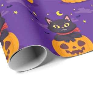 Cute cat in pompoenpakpapier cadeaupapier
