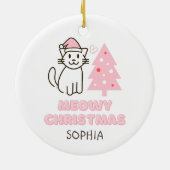 Cute Cat in Santa Hat&Tree Meowy-kerstpasta Keramisch Ornament (Achterkant)