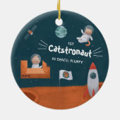 Cute Cat in Space, Katten op Mars, Fun Kerstmis Keramisch Ornament (Achterkant)