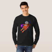 Cute Cat in Space Riding Popsiche T-shirt (Voorkant volledig)