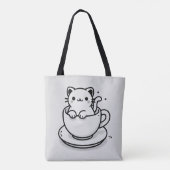 Cute Cat in Teacup Tote Bag (Dos)