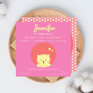 Cute Cat - Invitation de fête Anniversaire de enfa