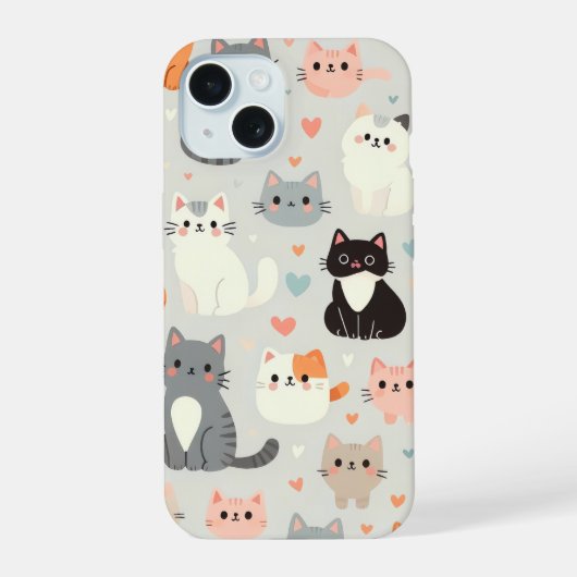Cute Cat iPhone 15 Coque (Verso)