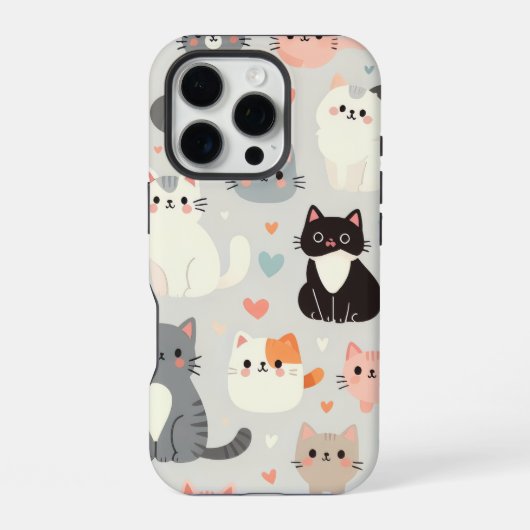 Cute Cat iPhone 16 Pro Coque (Verso)