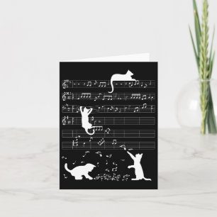Cute Cat Kat die muziek afspeelt Nota Clef Musicia Kaart