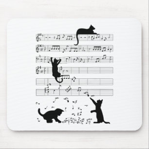 Cute Cat Kat die muziek afspeelt Nota Clef Musicia Muismat