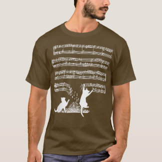 Cute Cat Kat die muziek afspeelt Nota Clef Musicia T-shirt
