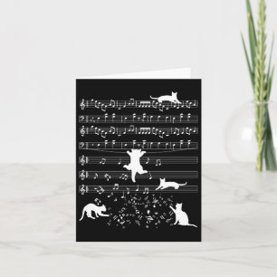 Cute Cat Kat die Muziek afspeelt Opmerking Clef Pi Kaart