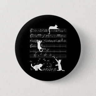 Cute Cat Kat die muziek speelt Clef Piano Musician Ronde Button 5,7 Cm