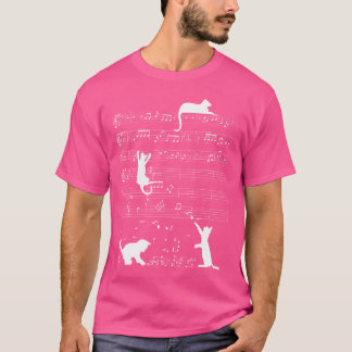 Cute Cat Kat die muziek speelt Clef Piano Musician T-shirt