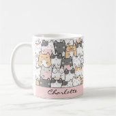 Cute Cat Kawaii Motif Coffee Mug (Gauche)