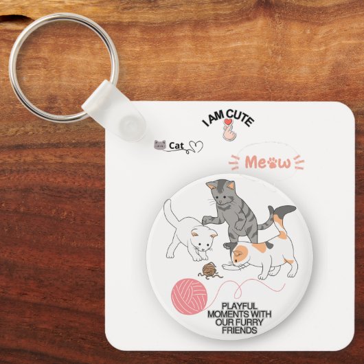 Cute Cat Keychain – Adorable Kitty Charm for key (Voorkant)