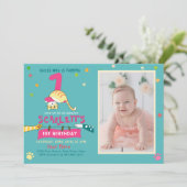 Cute Cat Kids First Birthday Party Invitation (Debout devant)