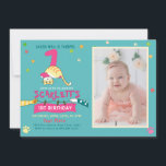 Cute Cat Kids First Birthday Party Invitation<br><div class="desc">Vous planifiez une fête spéciale pour votre bébé? MEOWESE a des invitations qui sont aussi mignons que votre petit. Cet invitation présente des couleurs vives attirantes et un chaton mignon suspendu à l'envers du chiffre.</div>