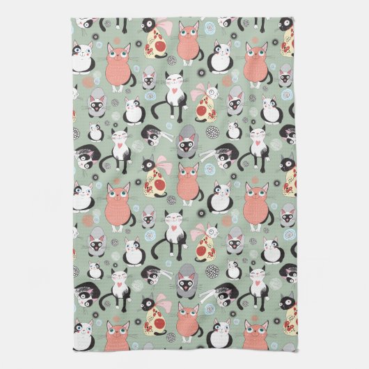 Cute Cat Kitchen Towel Theedoek (Verticaal)