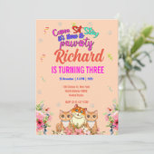 Cute Cat Kitten, Birthday Party van het Kind Kaart (Staand voorkant)