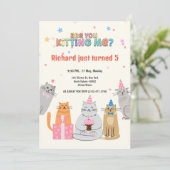 Cute Cat Kitten, Birthday Party van het Kind Kaart (Staand voorkant)
