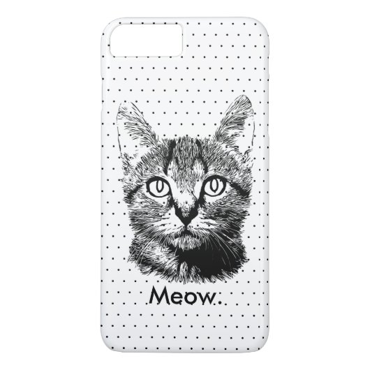 Cute Cat Kitten Meow Hand Drawn Polka Dots Case-Mate iPhone Case (Achterkant)