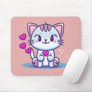 Cute Cat Kitten met Valentijn geïnspireerd op hart Muismat
