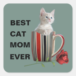 Cute Cat Kitten Pet Lovers Gift Vierkante Sticker