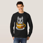 Cute Cat Kitty in a coffee or tea cup T-shirt (Voorkant volledig)