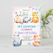 Cute cat kitty theme party invitation (Debout devant)