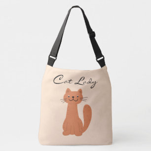 Cute Cat Lady Typography Simple Crossbody Tas