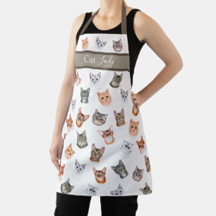 Cute Cat Lady Waterverf Simple Moderne Schort