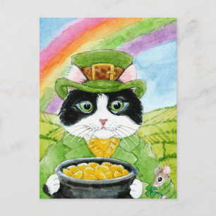 Cute Cat Leprechaun St Paddy's Day Carte postale