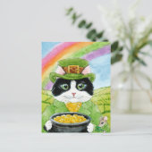 Cute Cat Leprechaun St Paddy's Day Carte postale (Debout devant)