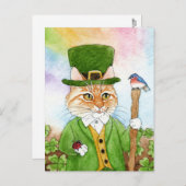 Cute Cat Leprechaun St Paddy's Day Carte postale (Devant / Derrière)