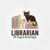 Cute Cat Librarian  Metalen Ornament (Achterkant)