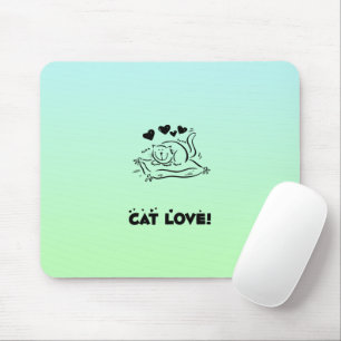 Cute Cat, Little Cat, Kat, Kitten, Hearts Muismat