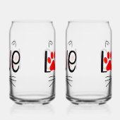 Cute Cat LOVE Typography with Red Paw Blikvorm Glas (Links)