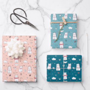 Cute Cat Love You Wrapping Paper Sheets
