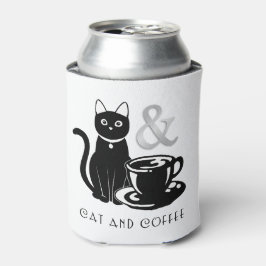Cute Cat Lover Coffee Lover Black and White Blikjeskoeler
