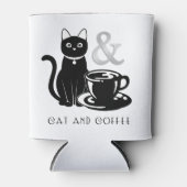 Cute Cat Lover Coffee Lover Black and White Blikjeskoeler (Voorkant)