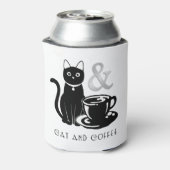 Cute Cat Lover Coffee Lover Black and White Blikjeskoeler (Blikje Achterkant)