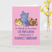 Cute Cat Lover Purrfect Birthday Funny Kaart (Gele Bloem)