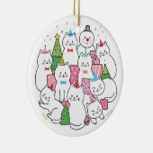 Cute Cat Lover Winter Meowy Kerstmis Keramisch Ornament (Rechts)