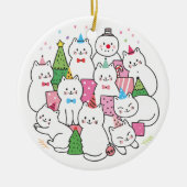 Cute Cat Lover Winter Meowy Kerstmis Keramisch Ornament (Voorkant)