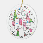 Cute Cat Lover Winter Meowy Kerstmis Keramisch Ornament (Links)