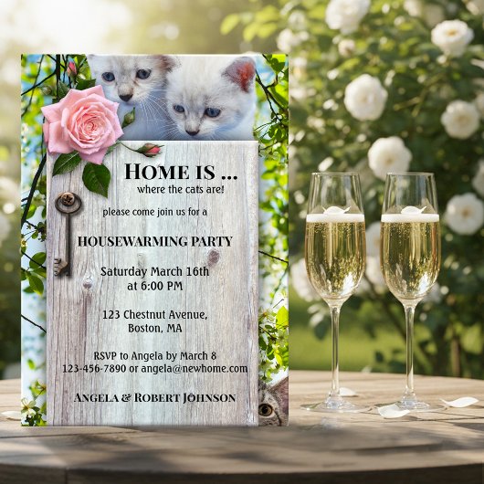 Cute Cat Lovers Housewarming Invitation Kaart